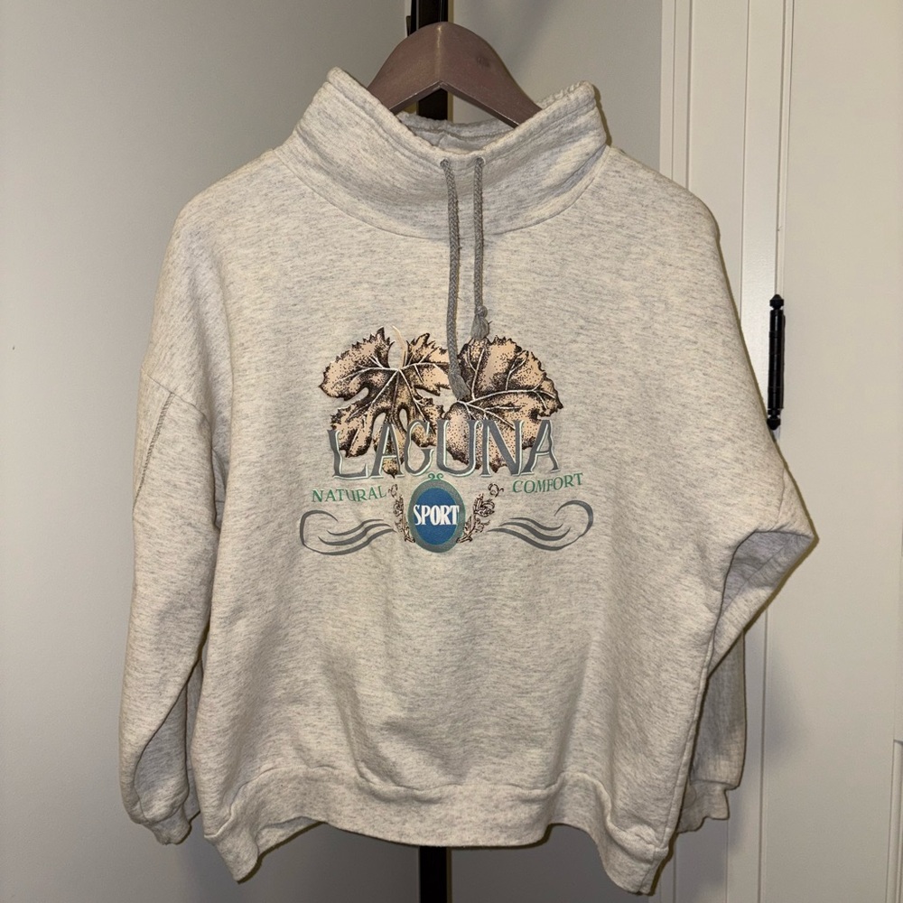 Vintage Laguna Sport Cropped Sweatshirt Made in USA Graphic High Neck Pullover L